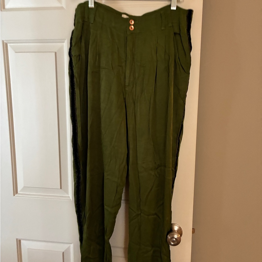 Anthropologie Diandra Pleated Joggers Green Pants Sz. 10Tall - Picture 6 of 16
